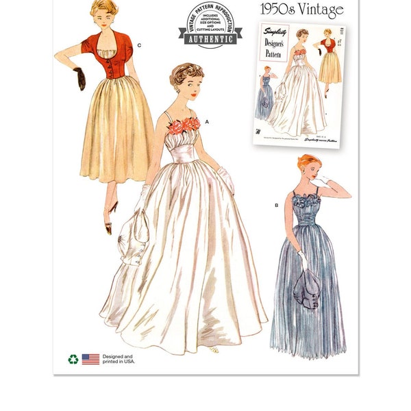 Sewing Pattern for Women's Dress, Evening Gown, Wedding Dress, Ball Gown, Prom Dress, Simplicity 9819, Size 8-16 18-26, Uncut FF