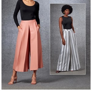 Easy Vogue Sewing Pattern for Womens Pants, Wide Leg Pants, Palazoo Pants Pattern, Womens Culottes, Vogue 1685, Size 6-14 and 14-22, Uncut