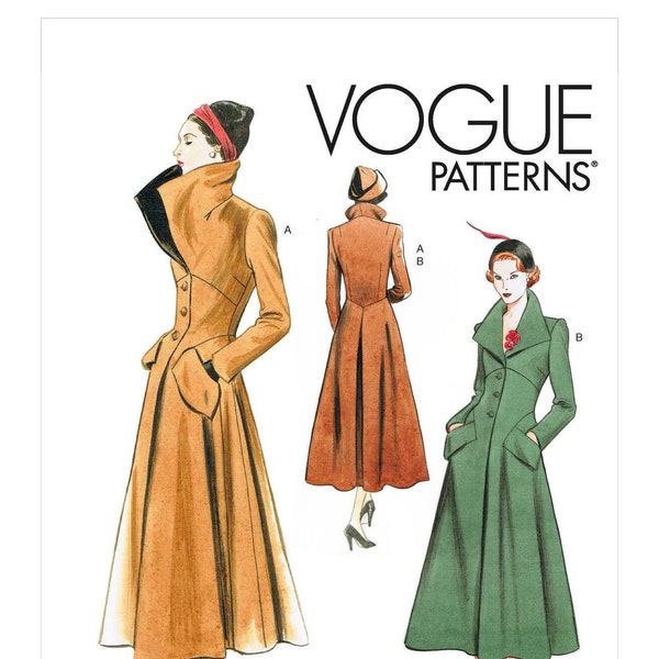 Vogue Sewing Pattern for Womens Jackets, Vintage Style Jacket, Long Coat Pattern, Lined Coat, Vogue 1669, Size 6-14 and 14-22, Uncut and FF