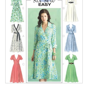 Easy Sewing Pattern for Women's Dress, Wrap Dress Pattern, Flutter Sleeve Dress, Summer Dress, Size 8-14 and 16-22, Butterick 5030, Uncut FF