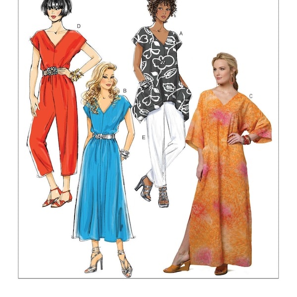 Sewing Pattern for Womens Dress, Caftan, Pants, and Jumpsuit Pattern, Pullover Caftan, Butterick 5652, Size XS-M and L-XXL, Uncut FF