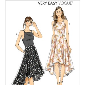 Easy Vogue Sewing Pattern for Women's Dress, Princess Seam Dress, High Low Dress, Sleeveless Dress, Vogue 9252, Size 6-14 and 14-22, Uncut