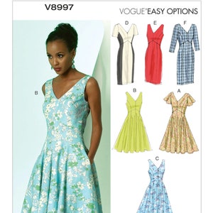 Vogue Sewing Pattern for Womens Dress, Princess Seam Dress, Fit and Flare Dress, Summer Dress, Vogue 8997, Size 6-14 and 14-22, Uncut FF