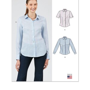 Sewing Pattern for Women&#39;s Tops, Button Front Tops, Collared Shirt, Long Sleeve Tops, Short Sleeve Tops, New Look 6790, Size 6-18, Uncut FF
