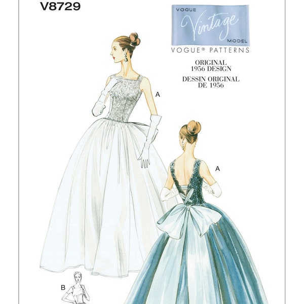 Vogue Sewing Pattern for Women's Wedding Dress, Bridal Gown, Womens Bridal Dress, Evening Gown, Vogue 8729, Size 6-12 14-20, Uncut FF