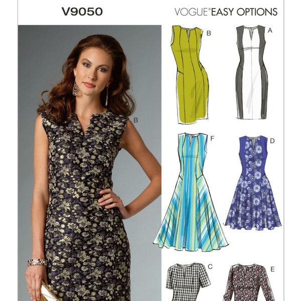 Vogue Sewing Pattern for Women's Dress, Cocktail Dress, Flared Dress, Fitted Dress Pattern, Vogue 9050, Size 6-14 and 14-22, Uncut