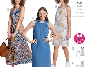 Sewing Pattern for Womens Dress, Summer Dress, Maxi Dress, Halter Dress, Sleeveless Dress, Burda 5810, Size 8-22, Uncut FF