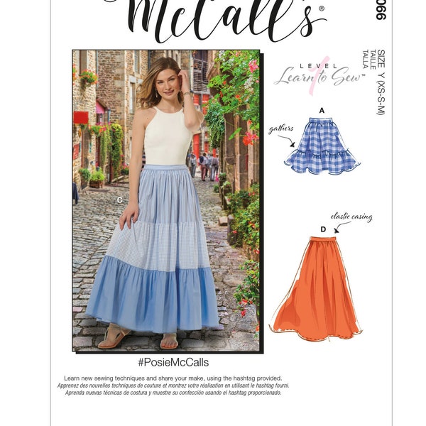 Easy Sewing Pattern for Women's Tiered Skirt, Maxi Skirt Pattern, Western Skirt, Learn to Sew McCalls 8066 M0537, Size XS-M L-XXL, Uncut FF