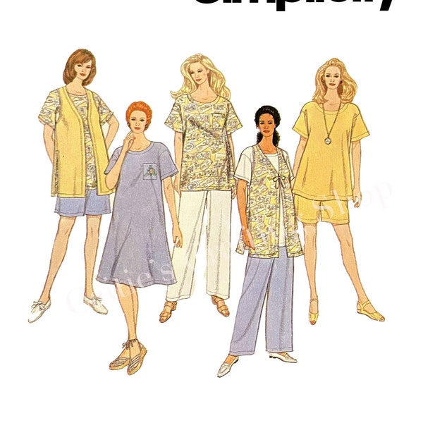 Sewing Pattern for Women's Maternity Dress, Tops, Shorts, Vest, and Pants, Maternity Clothing, Simplicity 8909, Size XS-M L-XL