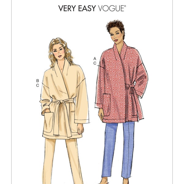 Vogue Sewing Pattern for Womens Jacket and Pants, Belted Jacket, Vogue 9334, Wrap Jacket, Size XS-M and L-XXL, Uncut and Factory Folded