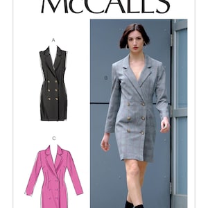 Sewing Pattern for Womens Dress, Blazer Dress, Double Breasted Dress, Womens Vest, Blazer, McCalls 7997, Size 6-14 14-22, Uncut FF