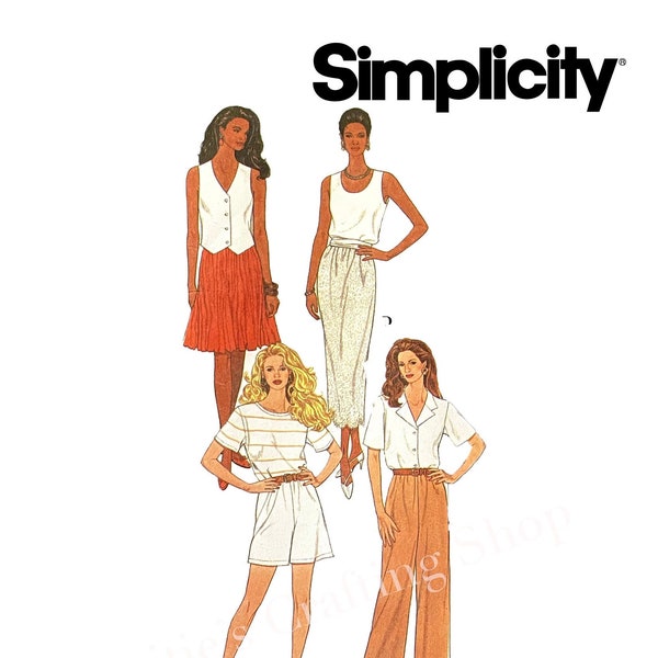 Sewing Pattern for Womens Pants, Shorts, and Skirt, High Waisted Pants, Maxi Skirt, Circle Skirt, Simplicity 8863, Size XS-M, Uncut