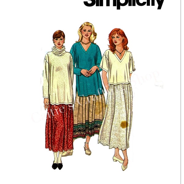 Sewing Pattern for Women's Tops and Skirts, Womens Tunic, Turtleneck Tops, Maxi Skirt, Long Sleeve Tops, Simplicity 9802, Size XS-M L-XL