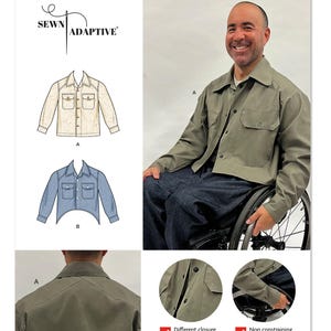 Sewing Pattern for Women's and Men's Jackets, Adaptive Clothing, Womens Shacket, Button Front Jacket, Simplicity 3019, Size XS-XL, Uncut FF