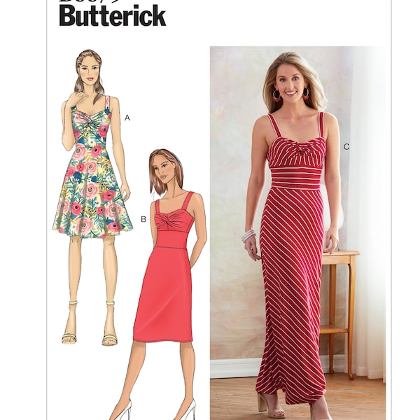 Easy Sewing Pattern for Women's Knit Dress, Summer Dress, Maxi Dress, Pullover Dress, Fitted Dress, Size 6-14 14-22, Butterick 6679, Uncut