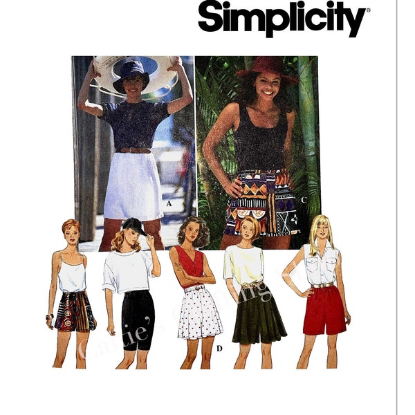 Sewing Pattern for Womens Shorts, Womens Culottes, High Waisted Shorts, Summer Shorts, Simplicity 9514, Size XS-M, Uncut