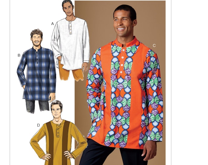 Sewing Pattern for Men's Tops, Button Front Tops, Mens Tunic, Long ...