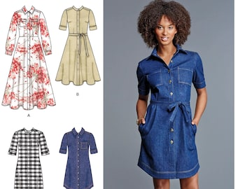 Sewing Pattern for Women's Dress, Shirt Dress Pattern, Button Front Dress, Maxi Dress, Summer Dress, Simplicity 8014, Size 6-14 16-24, Uncut