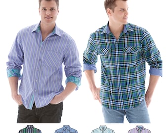 Sewing Pattern for Men's Shirts, Mens Long Sleeve Shirt, Collared Shirt, Button Front Shirt, Simplicity 1544, Size 34-42 44-52, Uncut FF