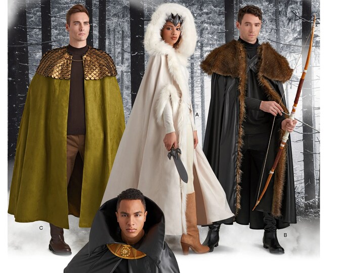 Sewing Pattern for Womens and Mens Costume, Hooded Cape Costume, Floor