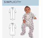 Sewing Pattern for Baby Girl or Boys Bunting and Jumpsuit, Baby One Piece Pattern, Bunting Pattern, Simplicity 9195, Size XXS-L, Uncut