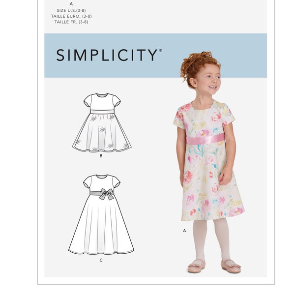 Sewing Pattern for Little Girls Dress, Toddler Girls Dress, Flower Girl Dress, Simplicity 9119, Size 3-8, Uncut and Factory Folded