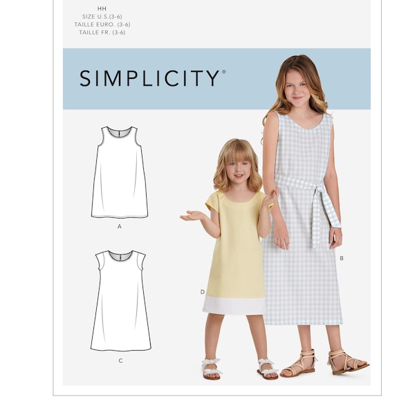 Sewing Pattern for Little Girls Dress, Toddler Dress, Girls Summer Dress Pattern, Simplicity 9120, Size 3-6 and 7-14, Uncut and FF