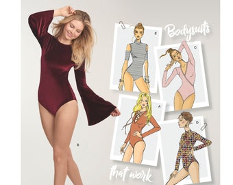 Schnittmuster für Damen Strick Oberteile, Damen Bodysuit, Langarm Oberteil, Strampler, Strampler 8513, Größe XS-XL, Uncut und FF
