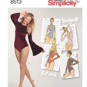 Sewing Pattern for Women's Knit Tops, Bell Sleeve Tops, Womens Bodysuit, Long Sleeve Tops, Simplicity 8513, Size XS-XL, Uncut and FF