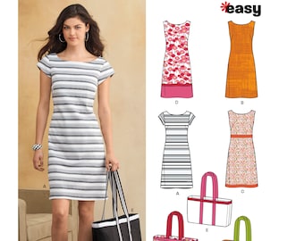 Sewing Pattern for Women's Dress and Tote Bag, Summer Dress, Basic Dress, Fitted Dress, Sleeveless Dress, New Look 6095, Size 10-22, Uncut
