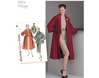 Sewing Pattern for Womens Jacket, Long Jacket, Vintage Style Coat, Shawl Collar Jacket, Simplicity 8509, Size 6-14 14-22, Uncut FF