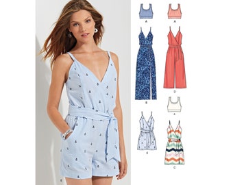 Schnittmuster für Damen Jumpsuit, Strampler, Kleid, und Bralette, Maxi Kleid, Jumpsuit mit weitem Bein, New Look 6493, Größe 6-18, Uncut FF