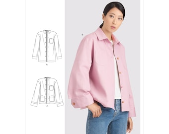 Sewing Pattern for Womens Jacket, Denim Jacket, Button Front Jacket, Collared Jacket, Shacket, Simplicity 9239, Size XXS-XXL, Uncut FF