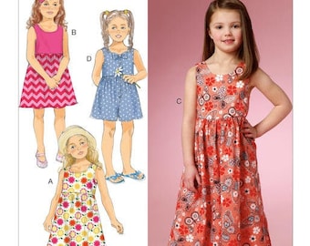 女の子のドレスとキュロットの簡単な裁縫パターン、女の子のマキシドレス、サマードレス、女の子のロンパース、Butterick 6202、サイズ2-5 6-8、未カットFF