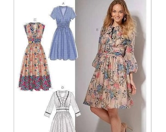 Sewing Pattern for Women's Dress, Boho Dress Pattern, Long Sleeve Dress, Fit and Flare Dress, McCalls 7537, Size 6-14 14-22, Uncut and FF