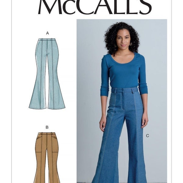 Sewing Pattern for Womens Bell Bottom Jeans, Denim Jeans, 70s Jeans Pattern, Flared Jeans, McCalls 8007, Size 6-14 and 14-22, Uncut FF