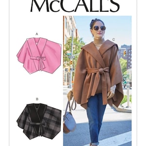 Very Easy Unlined Wrap Cape Mccall's M8029 Y (XS-S-M) or Z