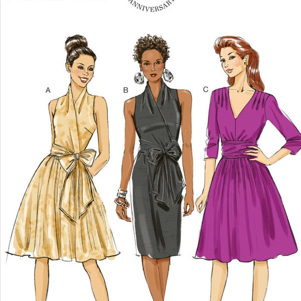 Easy Sewing Pattern for Women's Dress, Fit and Flare Dress, Formal Dress, V Neck Dress, Size 8-16 16-24, Butterick 5850, Uncut FF
