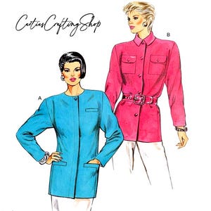 Sewing Pattern for Womens Jackets, Womens Shacket, Button Front Jacket, Fitted Jacket, Kwik Sew 1534, Size 6-12, Uncut FF