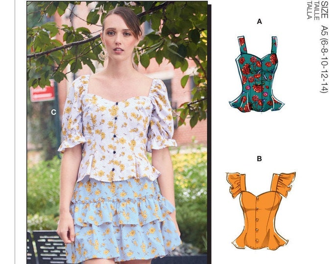 Easy Sewing Pattern for Womens Tops, Puff Sleeve Top, Button Front Tops ...