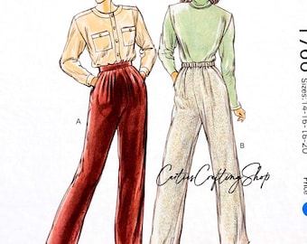 Sewing Pattern for Women's Pants, High Waisted Pants, Womens Trousers, Wide Leg Pants, Kwik Sew 1766, Size 14-20, Uncut FF
