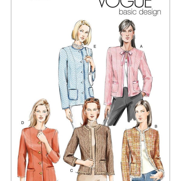 Easy Vogue Sewing Pattern for Womens Jackets, Button Front Jacket, Womens Cardigan, Lined Jacket, Vogue 7975, Size 6-10 12-16 18-22, Uncut