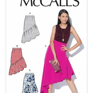 Easy Sewing Pattern for Women's Skirts, Asymmetrical Skirt Pattern, Tiered Skirt, High Waisted Skirt, McCalls 7725, Size 6-14, Uncut FF