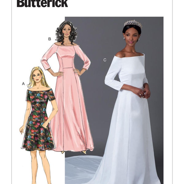 Sewing Pattern for Women's Wedding Dress, Bridesmaid Dress, Formal Dress, Off Shoulder Dress, Butterick 6639, Size 6-14 14-22, Uncut FF