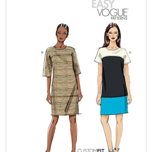 Easy Vogue Sewing Pattern for Women's Dress, Pullover Dress, Color Block Dress, Basic Dress, Vogue 8805, Size 8-16 16-24, Uncut FF