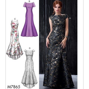 Sewing Pattern for Womens Evening Dress, Formal Dress Pattern, Evening Gown, Prom Dress, Fitted Dress, McCalls 7865, Size 6-14 14-22, Uncut