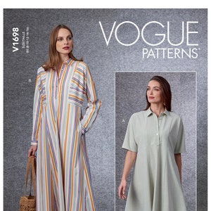Vogue Sewing Pattern for Women's Dress, Maxi Dress Pattern, Pullover Caftan, Loose Fitting Dress, Vogue 1698, Size 8-16 and 16-24, Uncut FF