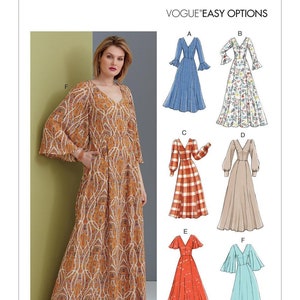 Vogue Sewing Pattern for Women's Dress, Maxi Dress Pattern, Flutter Sleeve Dress, Princess Seam Dress, Vogue 9328, Size 6-14 and 14-22