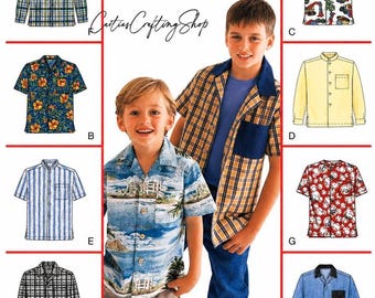 Sewing Pattern for Boys Shirts, Boys Button Up Shirt, Collared Shirt, Short Sleeve Shirt, McCalls 2146, Size M-XL, Uncut FF