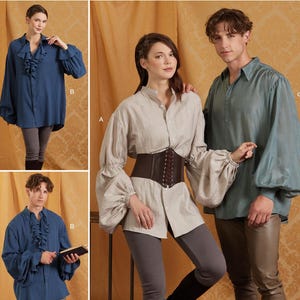 Sewing Pattern for Mens and Womens Costume Tops, Historical Costume, Renaissance Shirts, Pirate Tops, Simplicity 3062, Size XS-XXL, Uncut